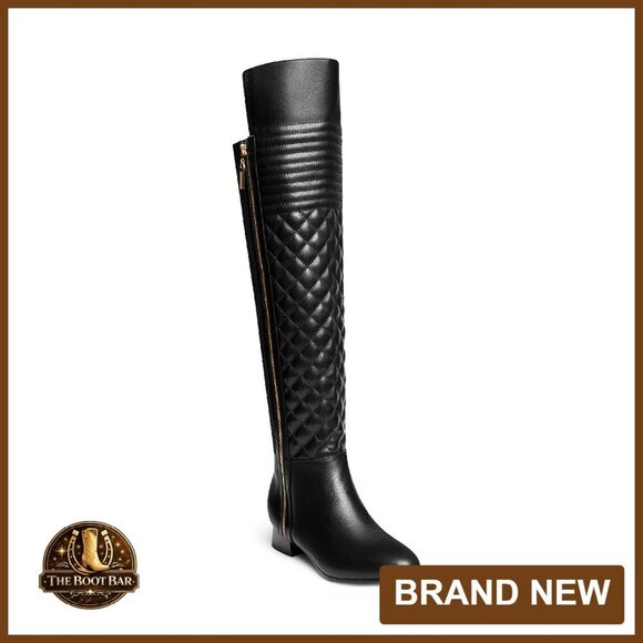 Shoes - Over The Knee Boots Stretch Rear Shaft Quilt Front 1.25" Heel
